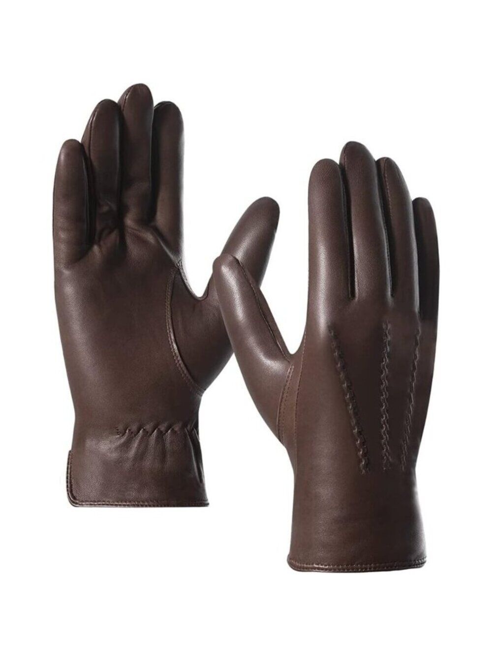 Men's Brown Luxury Italian Cashmere Sheepskin Lined Genuine Leather Gloves